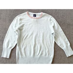 GAP Sweater Womens Medium Soft Blue Cashmere Blend Crewneck Rainbow Edge NEW